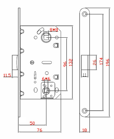 Бесшумный механизм WC 96*50 (PVC) АВ 